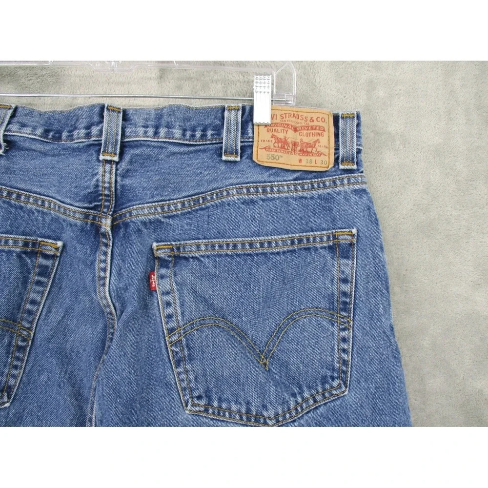Levis 550 Jeans Mens Size 38 Dark Wash Relaxed Y2K Workwear 90s Baggy Loose Blue